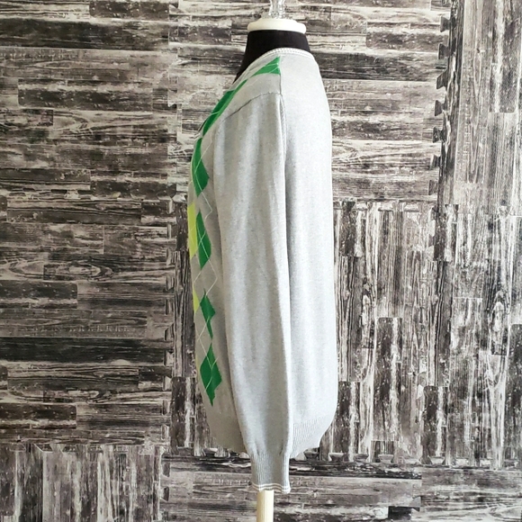 STILE BENETTON Grey GRN diamond Plaid Sweater MEDium United Colors preppy sport - Picture 2 of 11